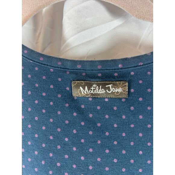 Matilda Jane Girls Blue Ruffle Polka Dot Shirt Size 8 sleeveless - Picture 4 of 5